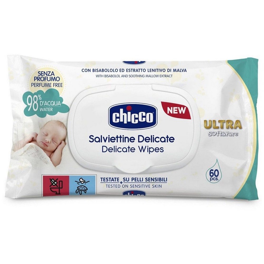 Chicco Ultra-Soft Μωρομάντηλα Καθαρισμού, 60τμχ 
