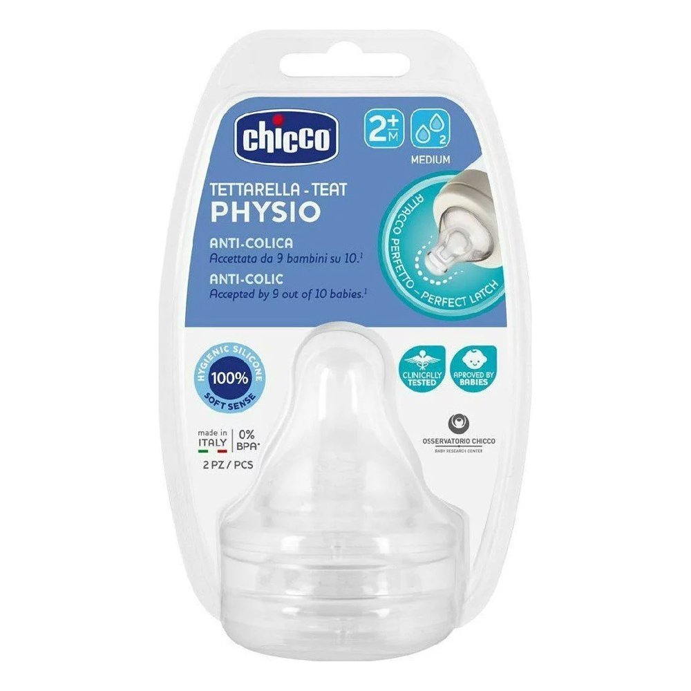 Chicco Physio Anti-Colic Θηλή Σιλικόνης Μέτριας Ροής 2m+, 2τμχ