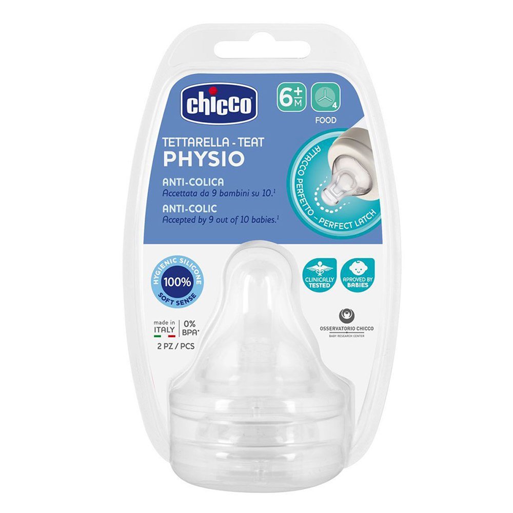 Chicco Physio Teat Anti-Colic Θηλή Σιλικόνης Ροή Φαγητού 6m+, 2 τεμάχια