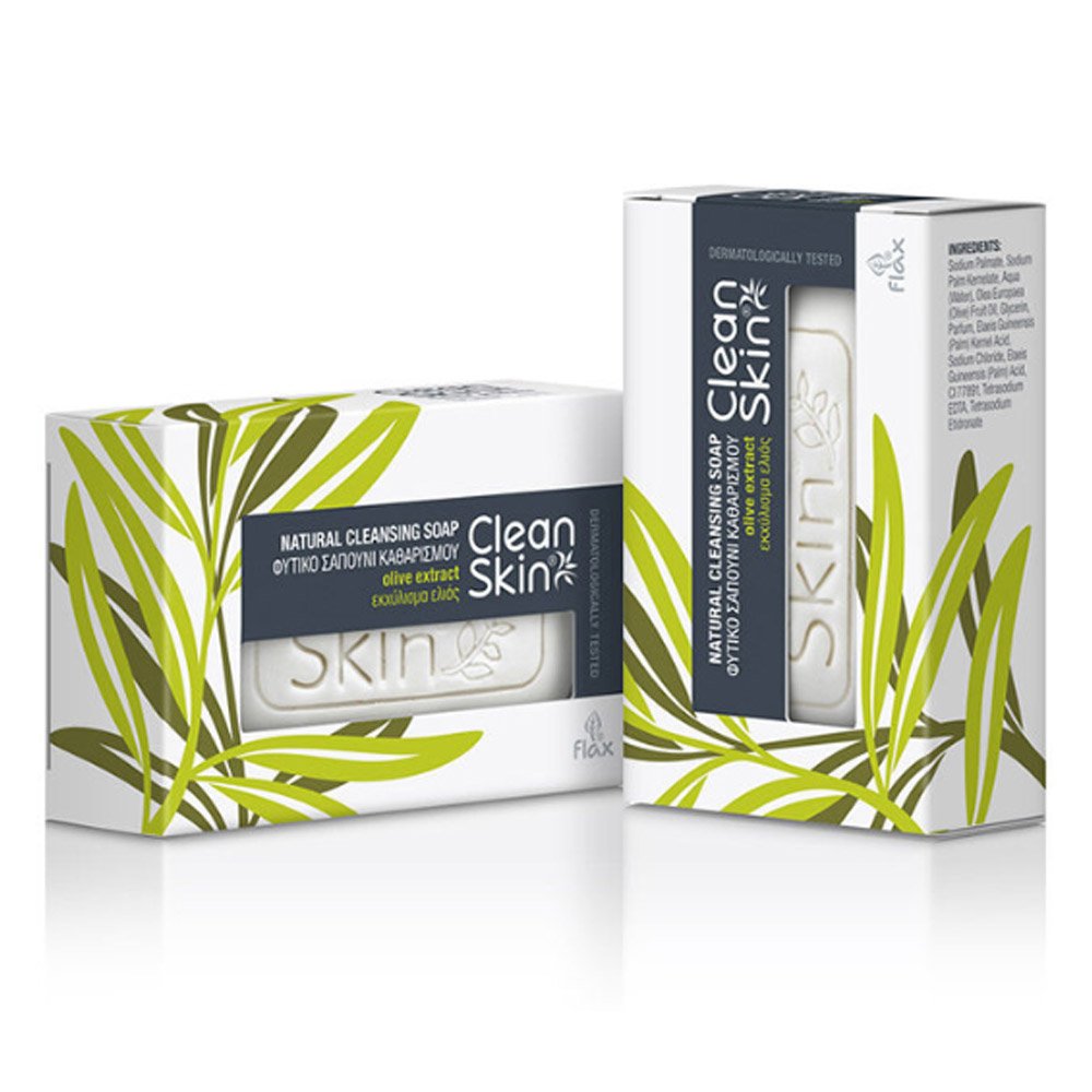 CleanSkin Natural Cleansing Soap with Olive Extract Φυτικό Σαπούνι Προσώπου & Σώματος με Εκχύλισμα Ελιάς, 100gr