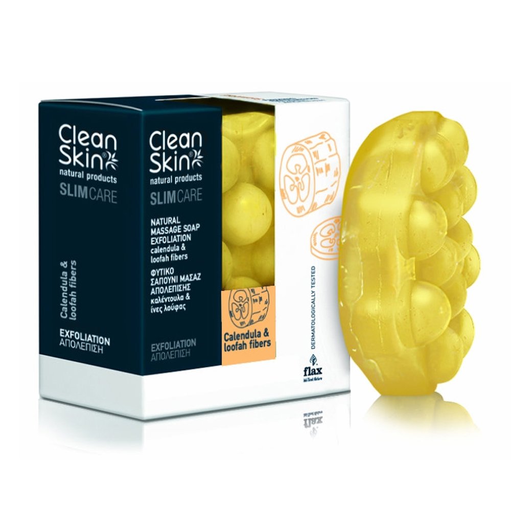 CleanSkin Slimming & Exfoliating Natural Massage Soap Calendula & Loofah Fibers, 100gr