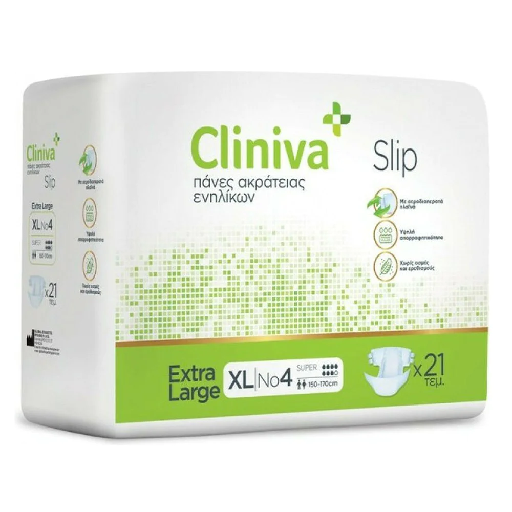 Cliniva Slip Πάνα Ακράτειας Ενηλίκων No4 XLarge, 21τμχ Cliniva Slip Πάνα Ακράτειας Ενηλίκων No4 XLarge, 21τμχ