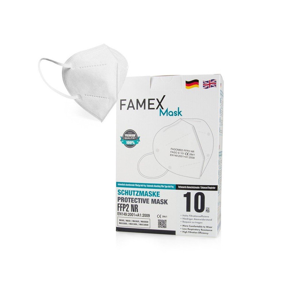 Famex Μάσκα Προστασίας FFP2 Ενηλίκων Particle Filtering Half NR σε Λευκό χρώμα 10τμχ