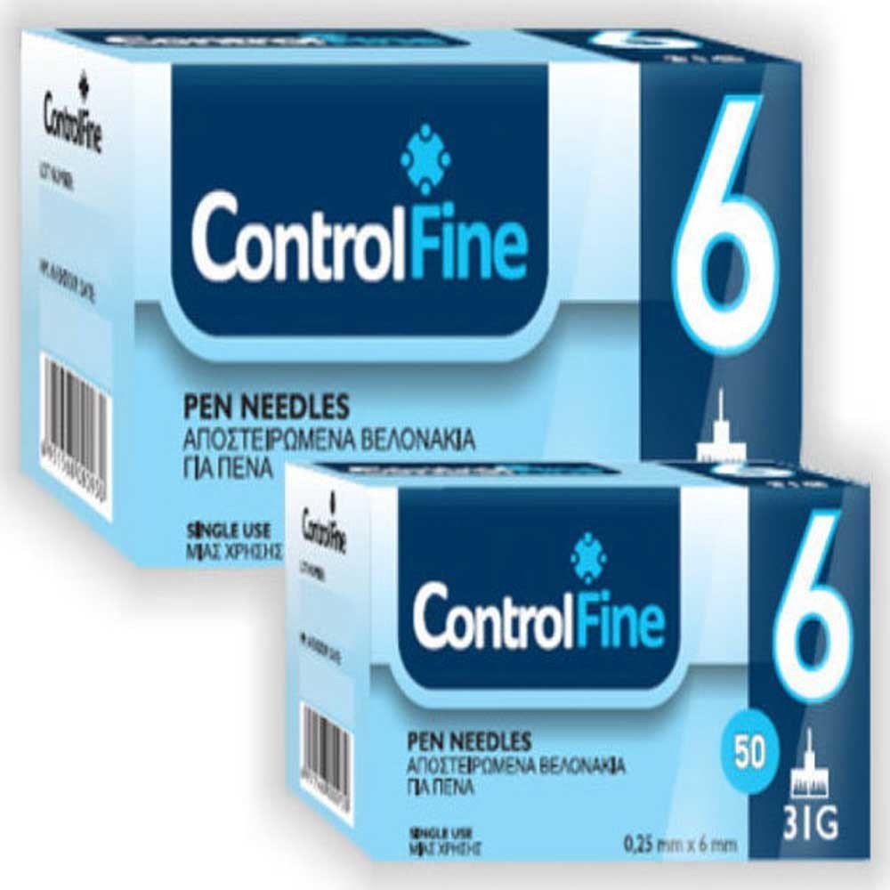 Project ControlFine Pen Needles, Αποστειρωμένα Βελονάκια Μιας Χρήσης για Πένα Ινσουλίνης, Διαστάσεων 6mm x 31G, 100τμχ