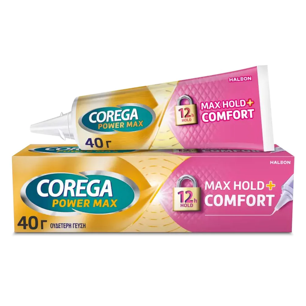 Corega Max Hold+Comfort Στερεωτική Κρέμα Τεχνητής Οδοντοστοιχίας για έως και 12 ώρες συγκράτησης, 40gr Corega Max Hold+Comfort Στερεωτική Κρέμα Τεχνητής Οδοντοστοιχίας για έως και 12 ώρες συγκράτησης, 40gr