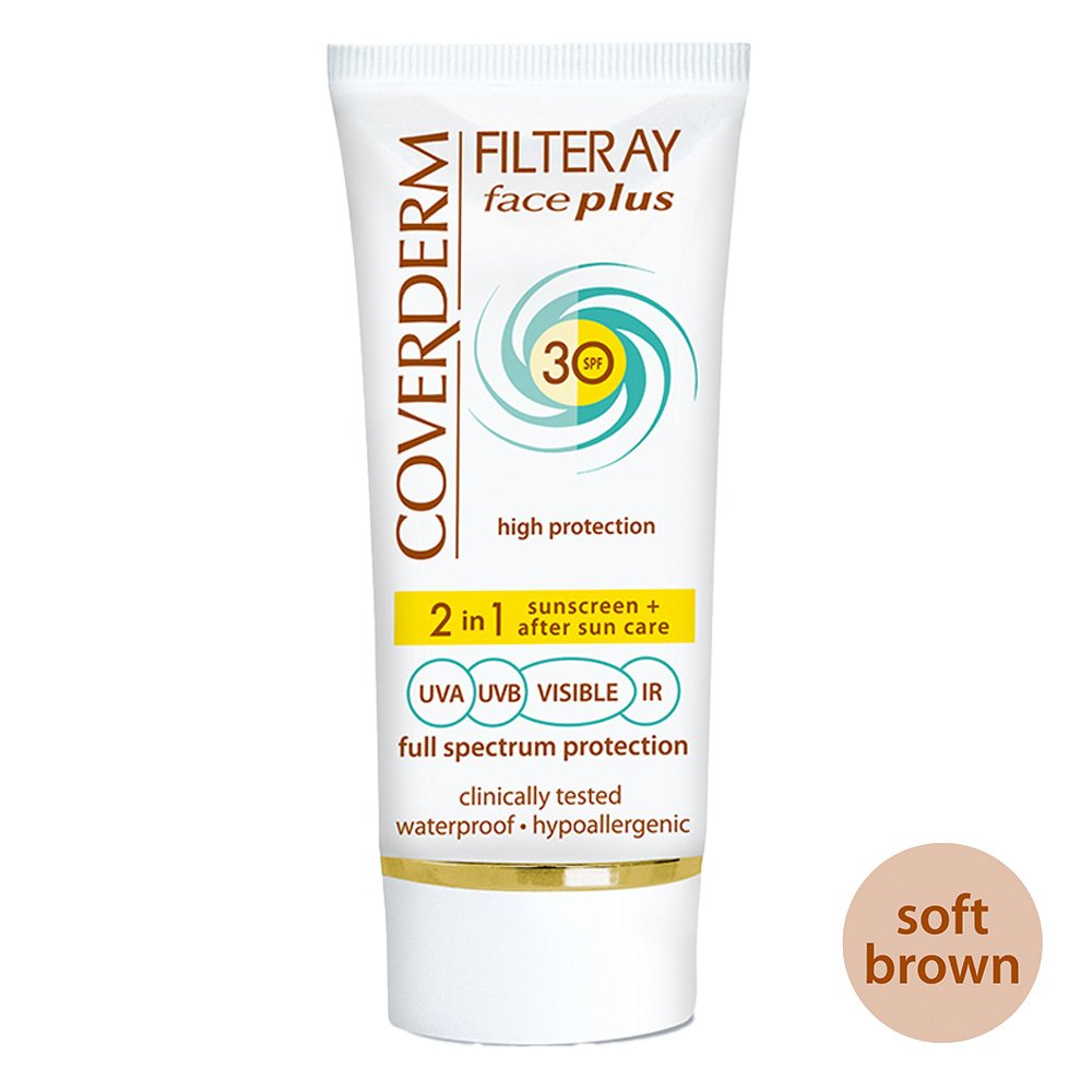 Coverderm Filteray Face Plus 2 in 1 Soft Brown Αντηλιακή Κρέμα Προσώπου & After Sun για Κανονικές Επιδερμίδες SPF30, 50ml