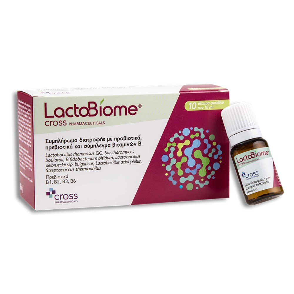 Cross Pharmaceuticals LactoBiome Συμπλήρωμα Διατροφής για την Εξισορρόπηση του Εντερικού Μικροβιώματος, 10 x 10ml