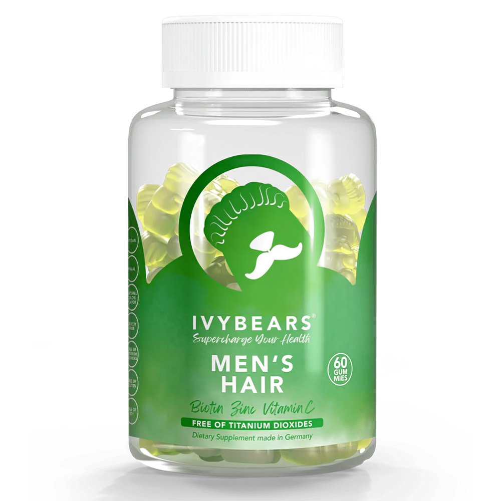 Mey IvyBears Men's Hair Συμπλήρωμα Διατροφής με Σύμπλεγμα Βιταμινών, Ειδικά Σχεδιασμένο για Άνδρες, το οποίο Ενδυναμώνει & Προσφέρει Λάμψη σε Μαλλιά & Νύχια, 60 ζελεδάκια
