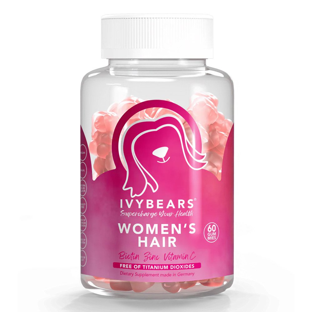 Mey IvyBears Women's Hair Συμπλήρωμα Διατροφής με Σύμπλεγμα Βιταμινών, Ειδικά Σχεδιασμένο για Γυναίκες, το οποίο Ενδυναμώνει & Προσφέρει Λάμψη στα Μαλλιά και Νύχια, 60 ζελεδάκια