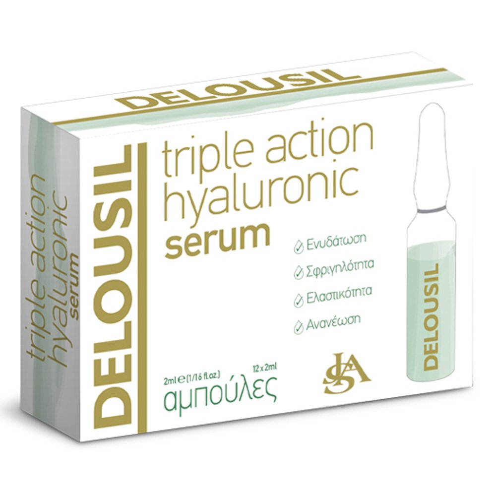Delousil Triple Action Hyaluronic Serum Αμπούλες για Ελαστικότητα & Ανθεκτικότητα, 1αμπούλα