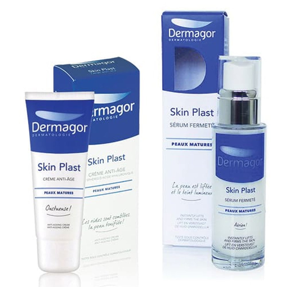 Dermagor Set Skin Plast Serum & Κρέμα Προσώπου- Αντιρυτιδικός Ορός Προσώπου με Πρωτεΐνη από Σουσάμι, 30ml - Ισχυρή Αντιρυτιδική Κρέμα Προσώπου με Υαλουρονικό Οξύ, 40ml