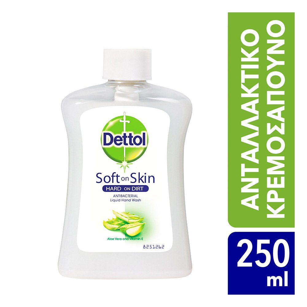 Dettol Αντιβακτηριδιακό Ενυδατικό Κρεμοσάπουνο με Aloe Vera & Πρωτείνες Γάλακτος Ανταλλακτικό, 250ml