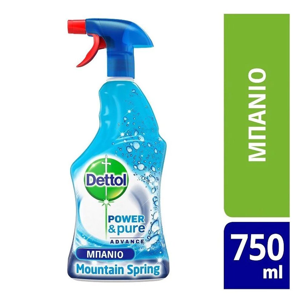 Dettol Power & Pure Με Ενεργό Οξυγόνο Πολυκαθαριστικό Για Μπάνιο Mountain Spring, 750ml