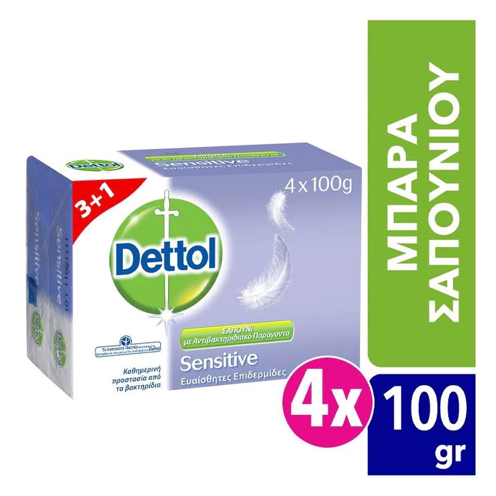 Dettol Promo Sensitive Σαπούνι Αντιβακτηριαδιακό 3+1 Δώρο, 400gr