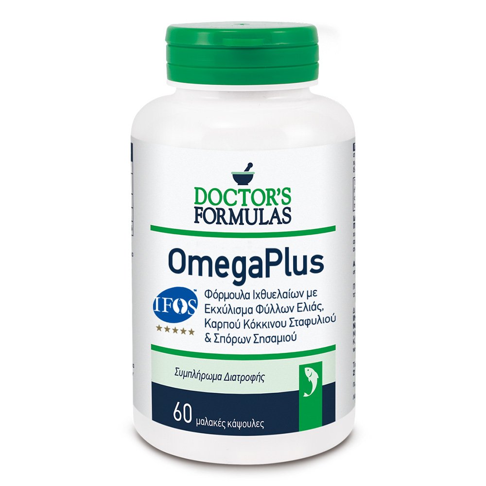 Doctor's Formulas OmegaPlus, Φόρμουλα Ιχθυελαίων με Εκχύλισμα Φύλλων Ελιάς, Καρπού Κόκκινου Σταφυλιού & Σπόρων Σησαμιού, 60 μαλακές κάψουλες