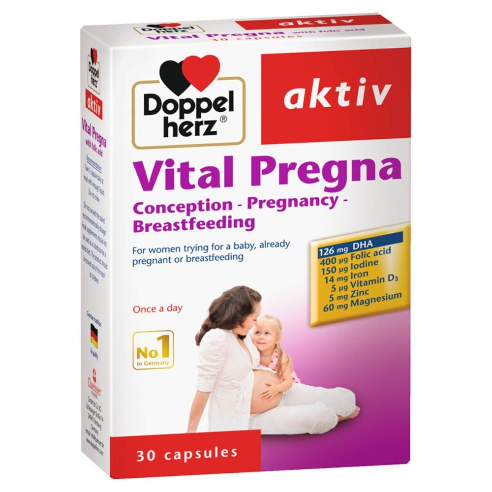 Doppelherz Vital Pregna Συμπλήρωμα Διατροφής για την Γονιμότητα, την Εγκυμοσύνη & τον Θηλασμό, 30 Κάψουλες