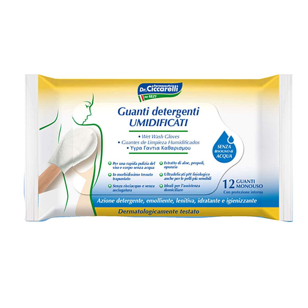 Dr.Ciccarelli Wet Wash Gloves Υγρά Γάντια Καθαρισμού για Πρόσωπο & Σώμα, 12τμχ