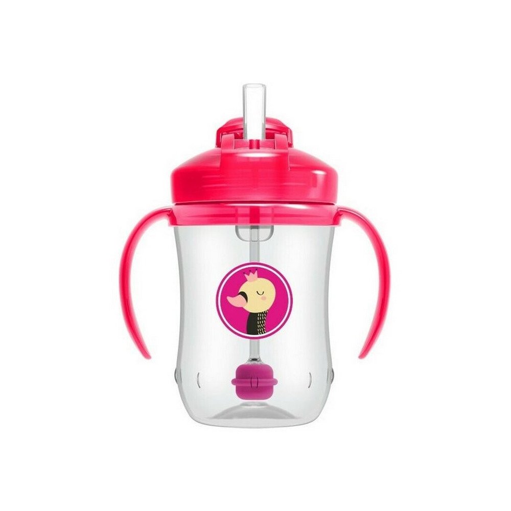 Dr. Brown's Baby's First Straw Cup 91011 Κύπελλο με καλαμάκι & λαβές 6m+ Ροζ χρώμα, 270ml