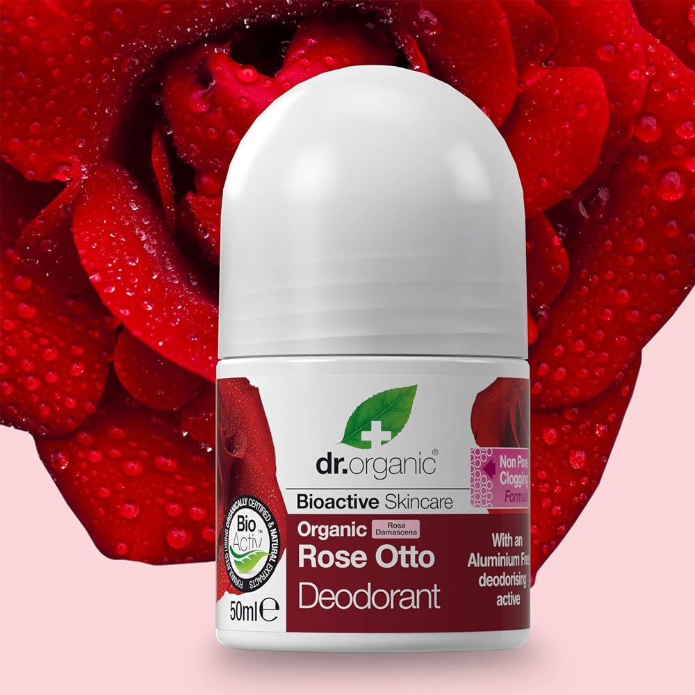 Dr. Organic Αποσμητικό σε μορφή roll-on με Βιολογικό Έλαιο Τριαντάφυλλου, 50ml