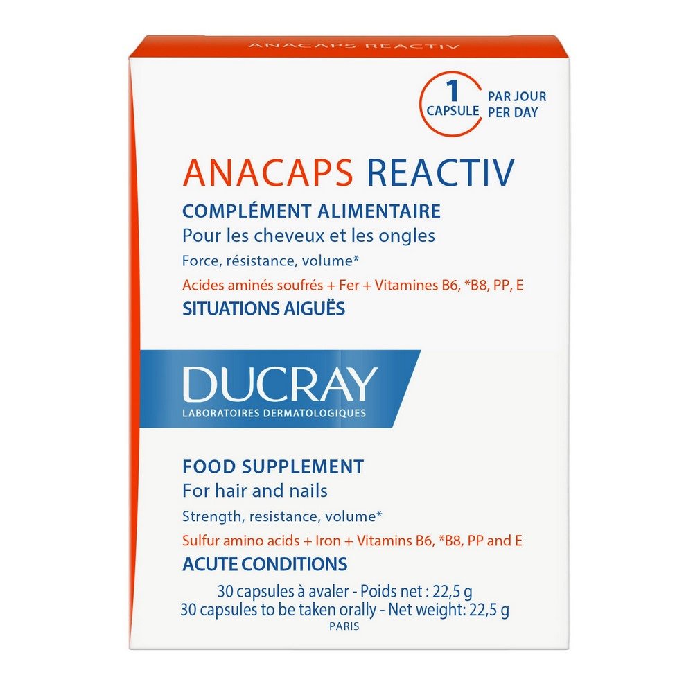 Ducray Anacaps Reactiv Δυναμωτικό Συμπλήρωμα Διατροφή για τα Μαλλιά, 30caps