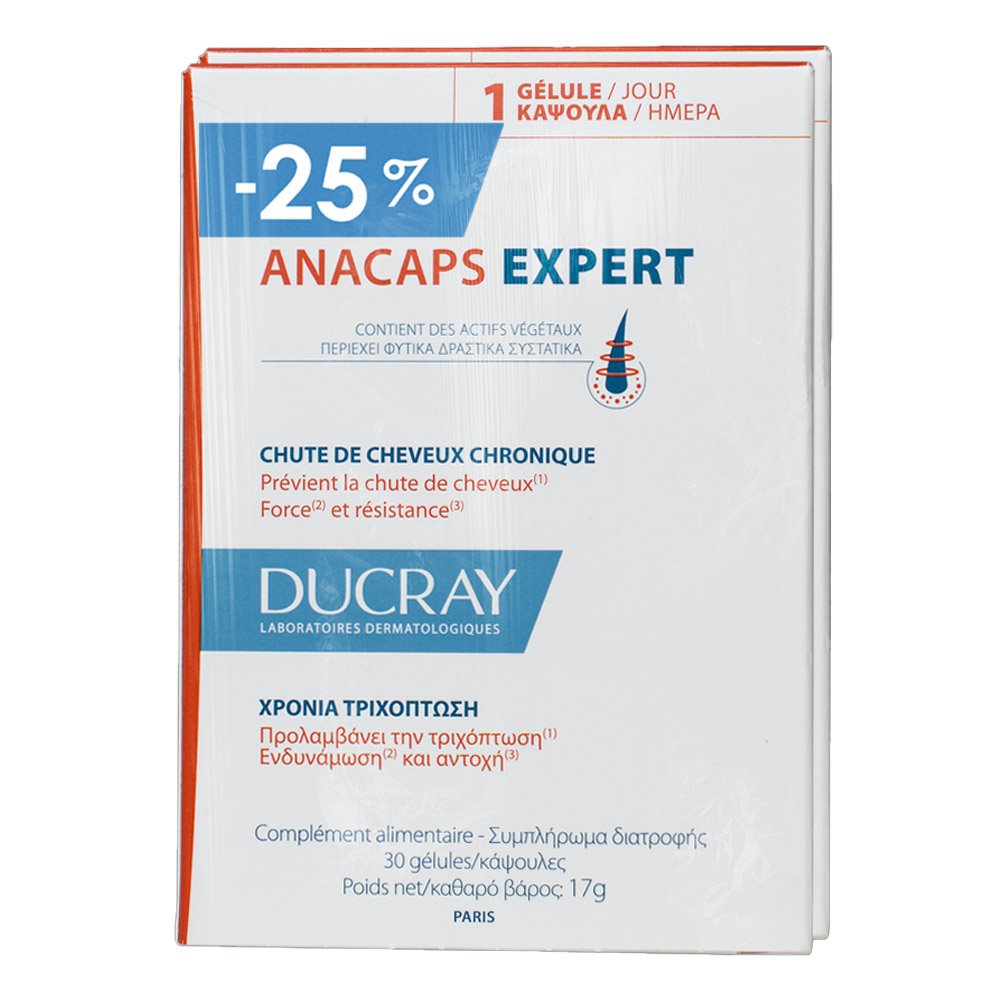Ducray Promo -25% Anacaps Expert Συμπλήρωμα Διατροφής που Προτείνεται για τη Χρόνια Τριχόπτωση, 60κάψουλες