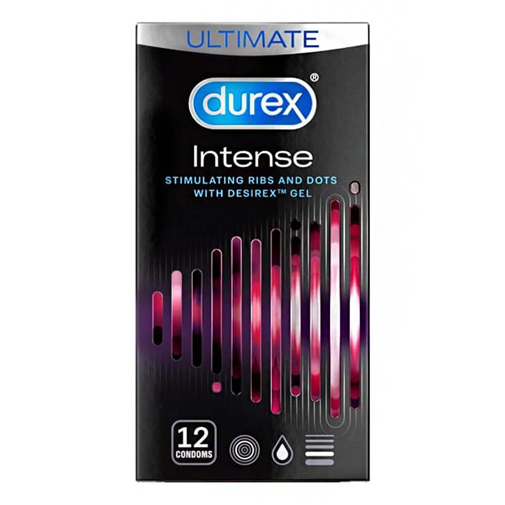 Durex Intense Προφυλακτικά με Κουκίδες, Ραβδώσεις & Διεγερτικό Τζελ, 12τεμ