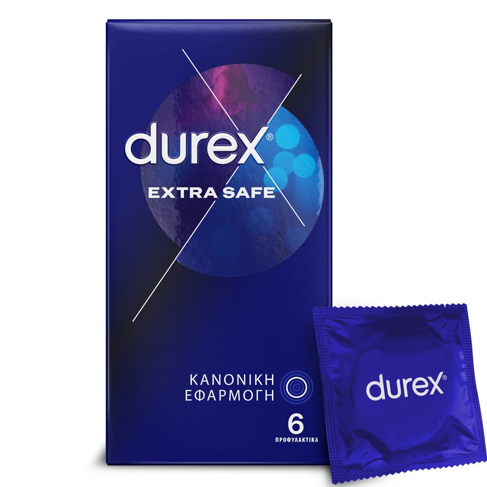 Durex Extra Safe Προφυλακτικά με Ελαφρώς Παχύτερα Τοιχώματα για Απόλυτη Ασφάλεια, 6τεμ