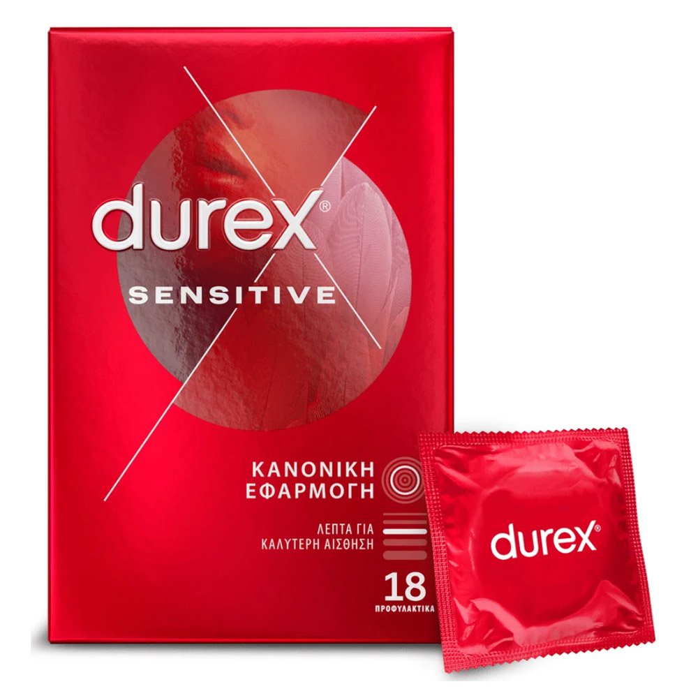 Durex Sensitive Προφυλακτικά Κανονική Εφαρμογή, 18τμχ