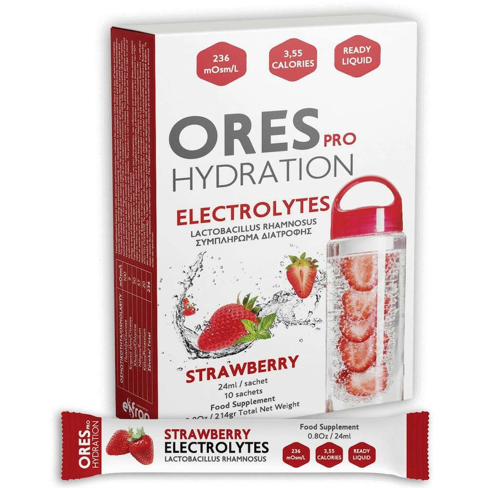 Eifron Ores Pro Hydration Electrolytes Strawberry, Συμπλήρωμα Διατροφής για Επανενυδάτωση με Γεύση Φράουλα, 10 φακελάκια