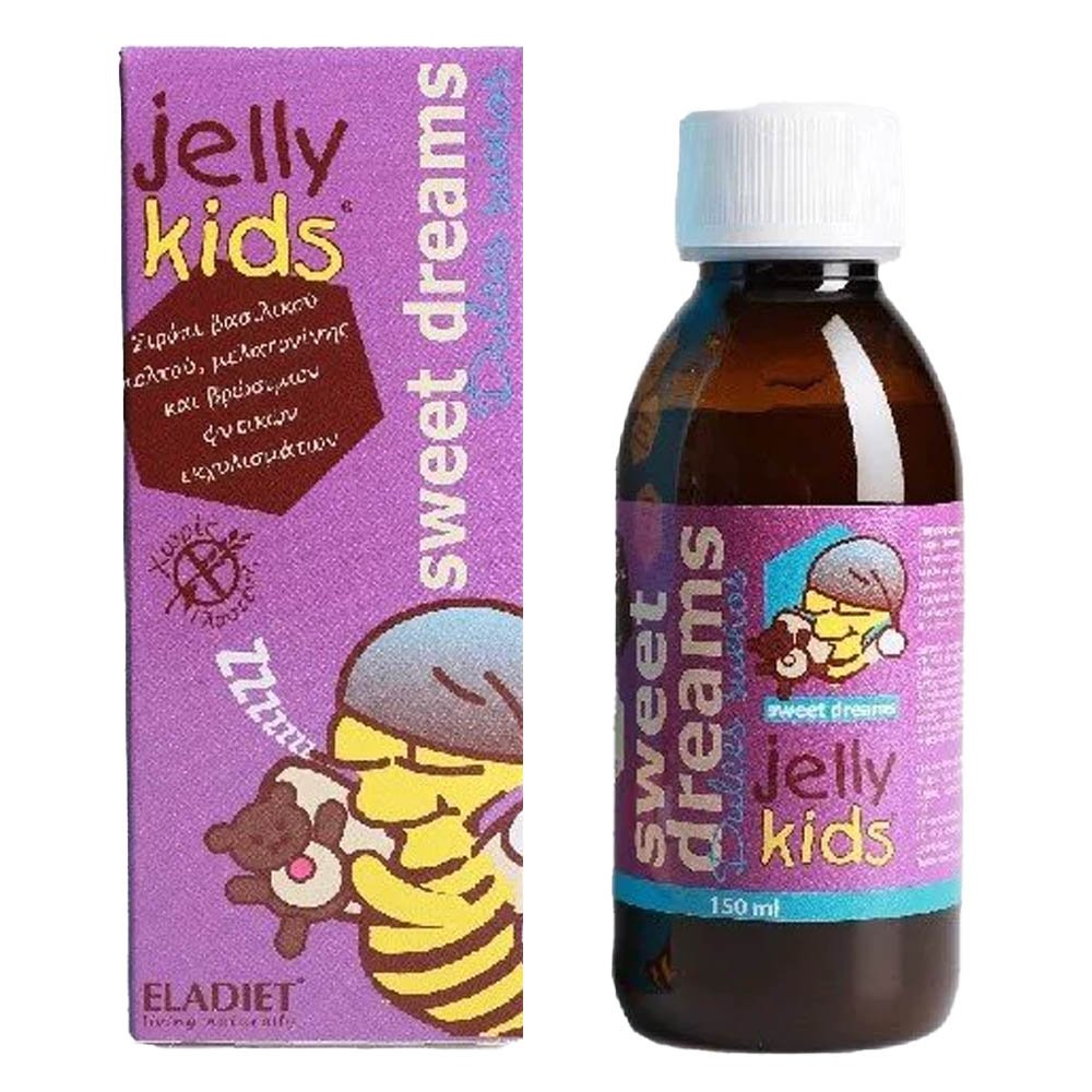 Eladiet Jelly Kids Sweet Dreams Παιδικό Σιρόπι με μελατονίνη, βασιλικό πολτό & μελισσόχορτο, με γεύση φρούτων, 150ml