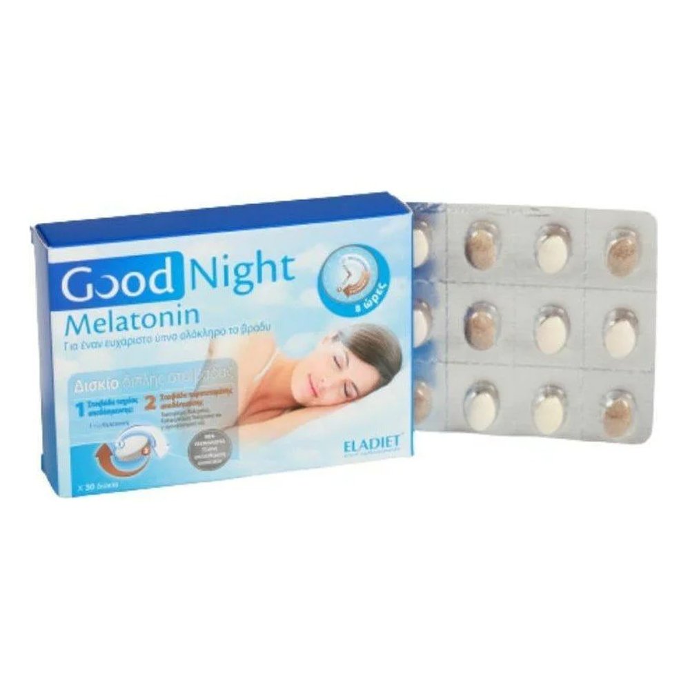 Eladiet Good Night Melatonin Συμπλήρωμα Διατροφής για την Αυπνία, 30 Δισκία