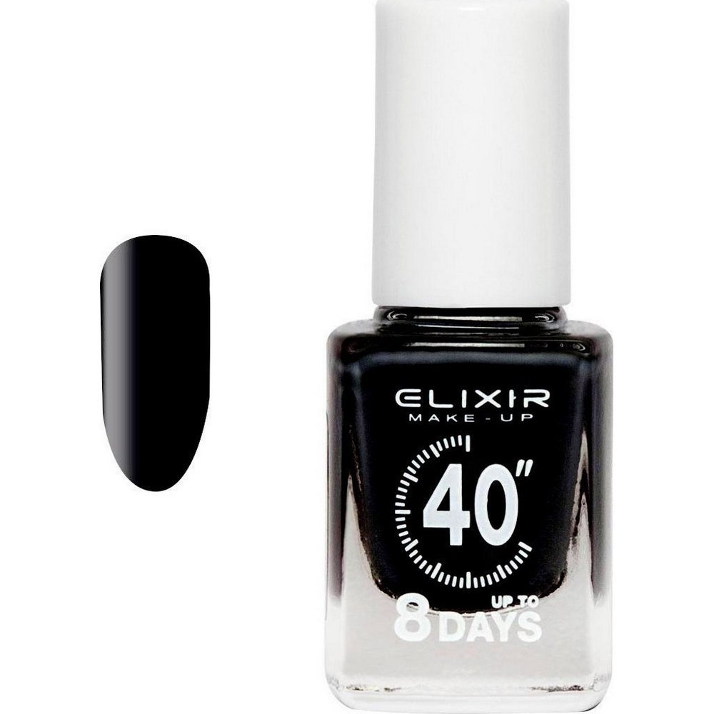 Elixir Make-Up Nail Polish 40'' Βερνίκι Νυχιών Up To 8 Days 016 Black, 13ml