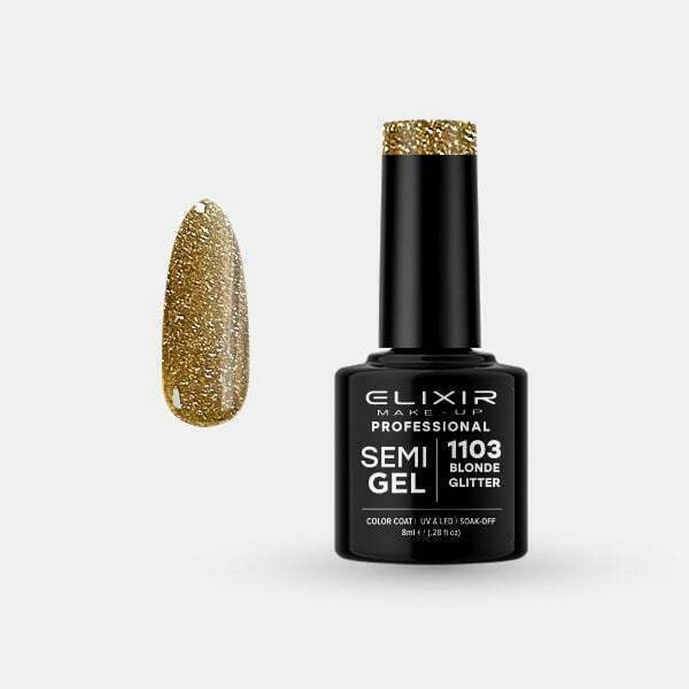 Elixir Make-up Semi Gel Ημιμόνιμο Επαγγελματικό Βερνίκι Νυχιών Νο1103 Blonde Glitter, 8ml