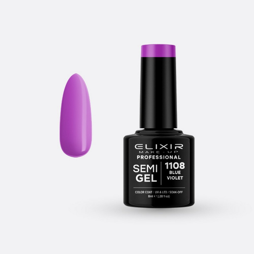 Elixir Make-Up Semi Gel Ημιμόνιμο Bερνίκι No1108 Blue Violet, 8ml