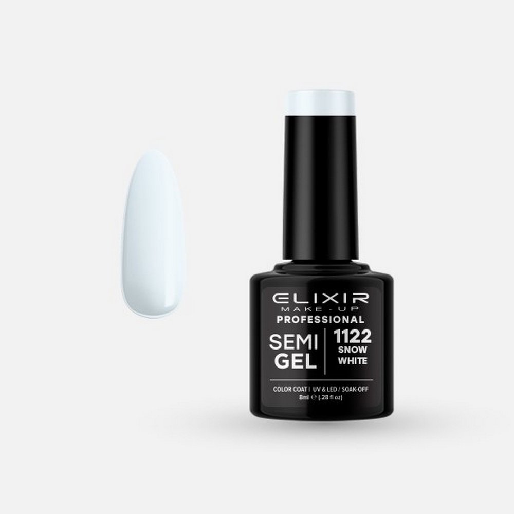 Elixir Make-up Semi Gel Ημιμόνιμο Επαγγελματικό Βερνίκι Νυχιών Νο1122 Snow White, 8ml