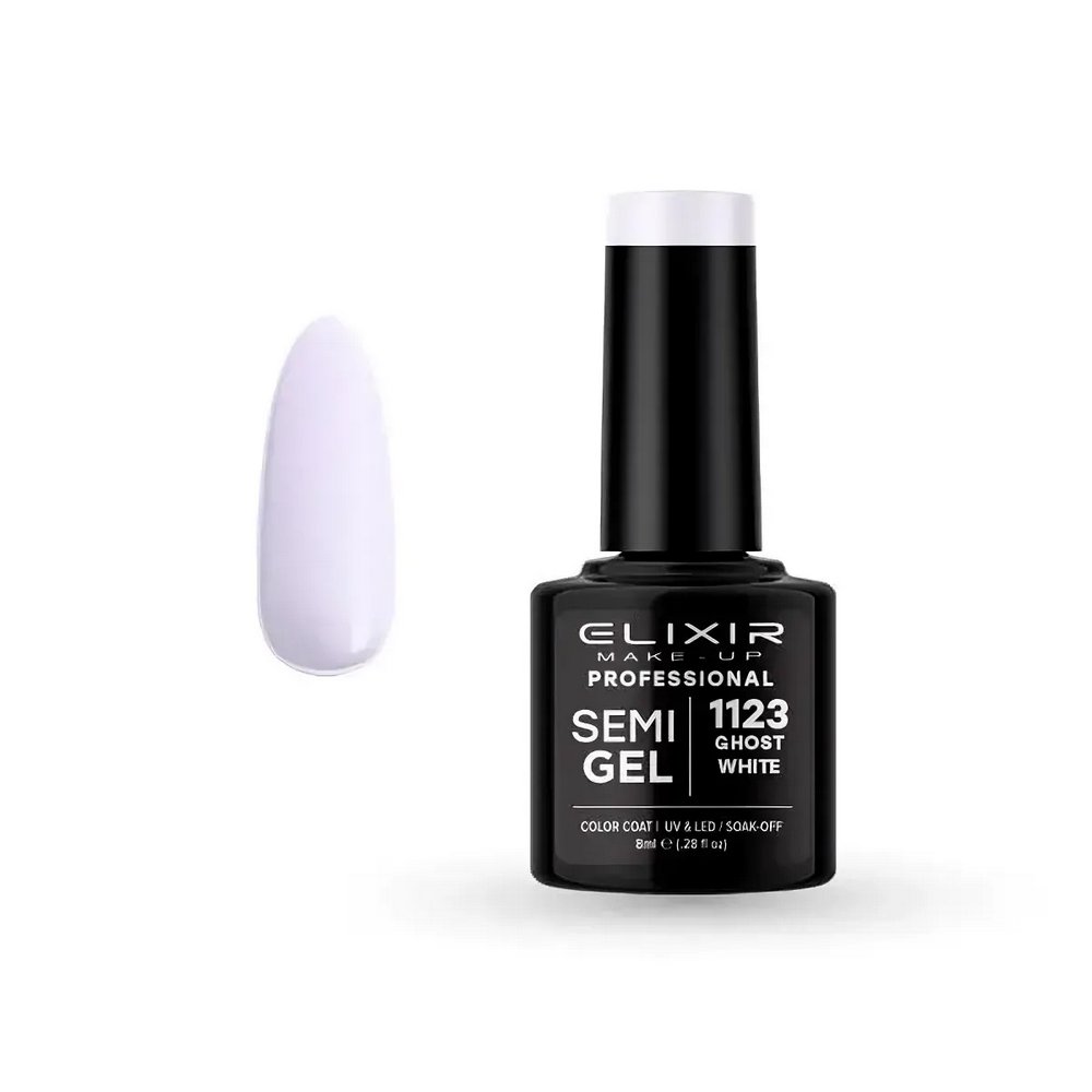 Elixir Make-up Semi Gel Ημιμόνιμο Επαγγελματικό Βερνίκι Νυχιών Νο1123 Ghost White, 8ml