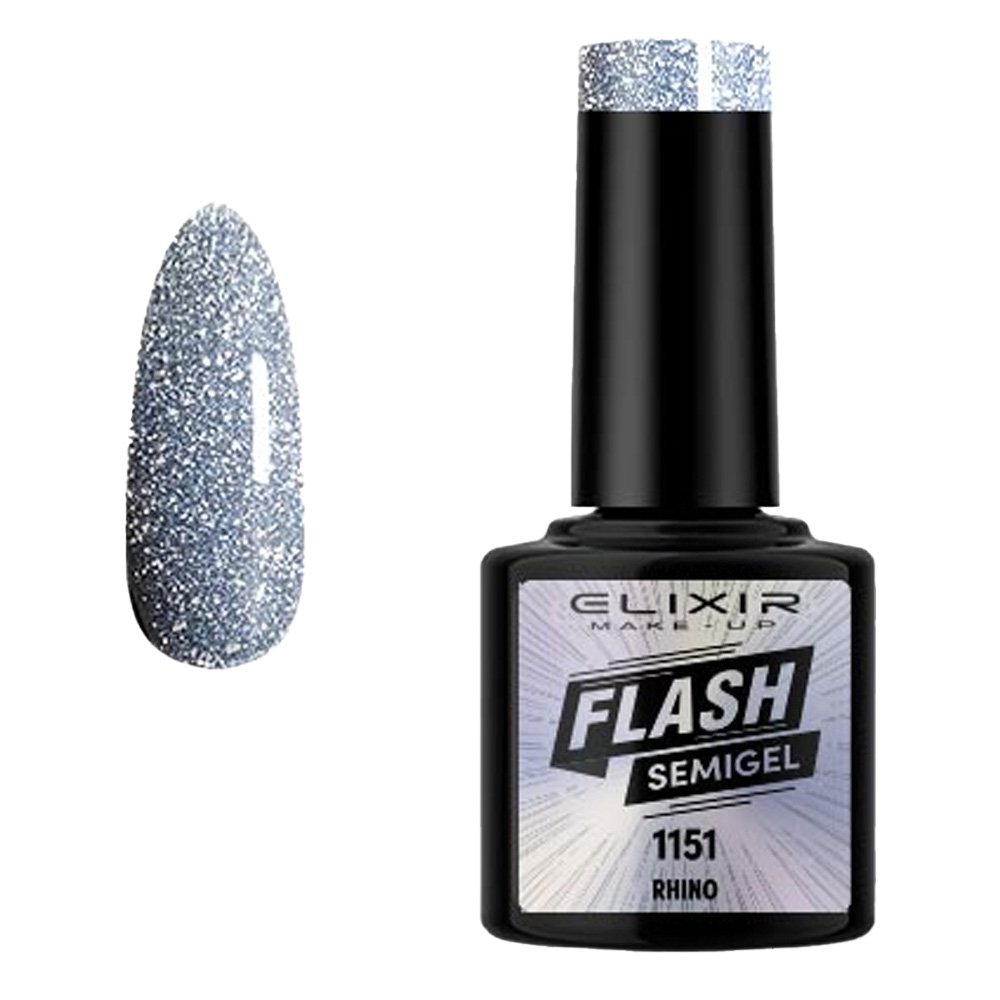 Elixir Make-up Flash Semi Gel Ημιμόνιμο Επαγγελματικό Βερνίκι Νυχιών Νο1151 Rhino, 8ml
