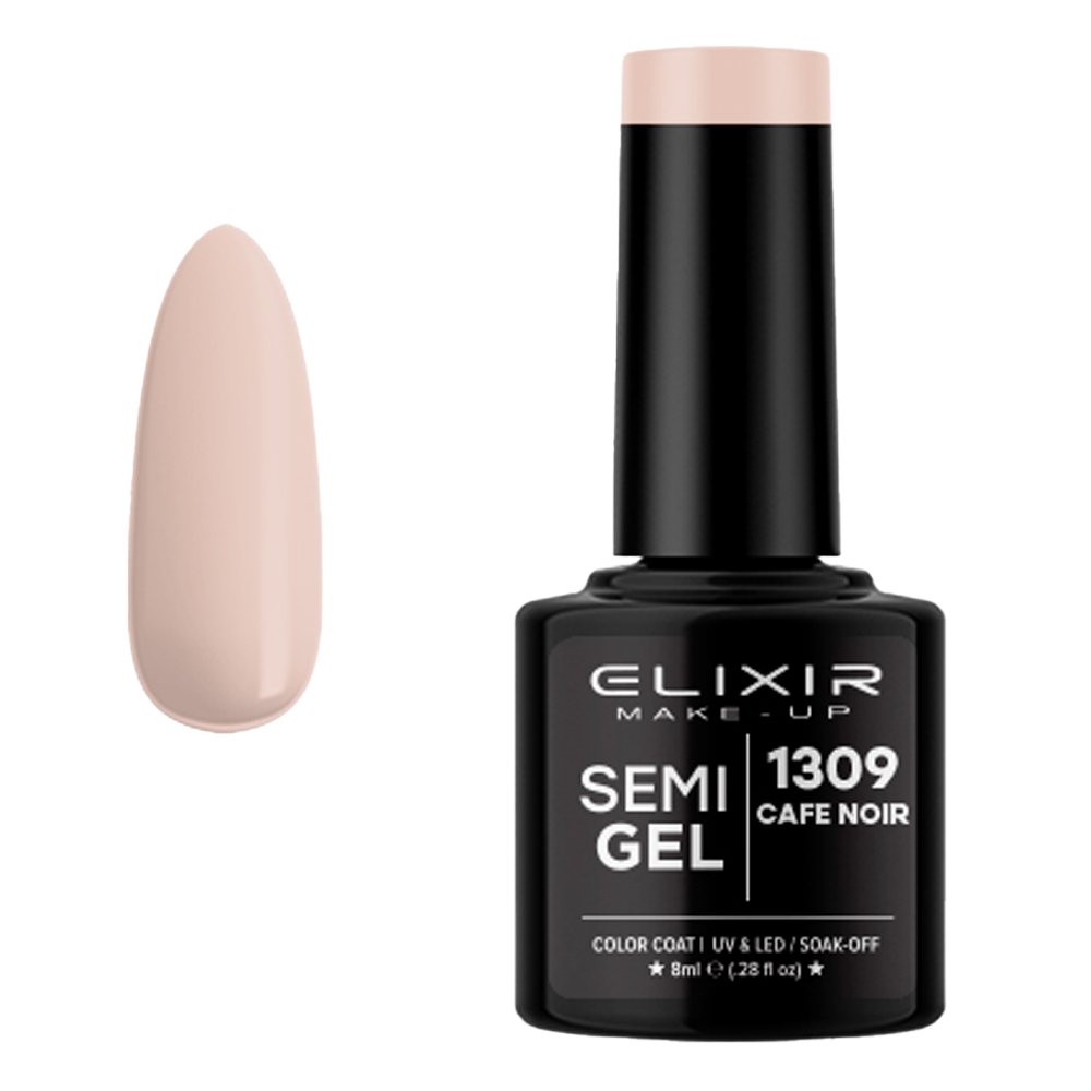 Elixir Make-up Semi Gel Ημιμόνιμο Επαγγελματικό Βερνίκι Νυχιών Νο1309 Cafe Noir, 8ml