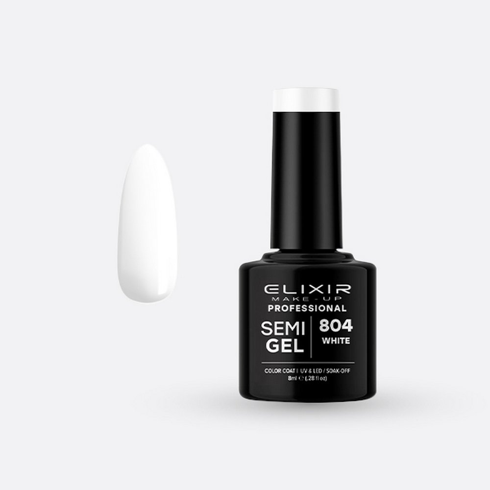 Elixir Make-up Semi Gel Ημιμόνιμο Επαγγελματικό Βερνίκι Νυχιών Νο804 White, 8ml