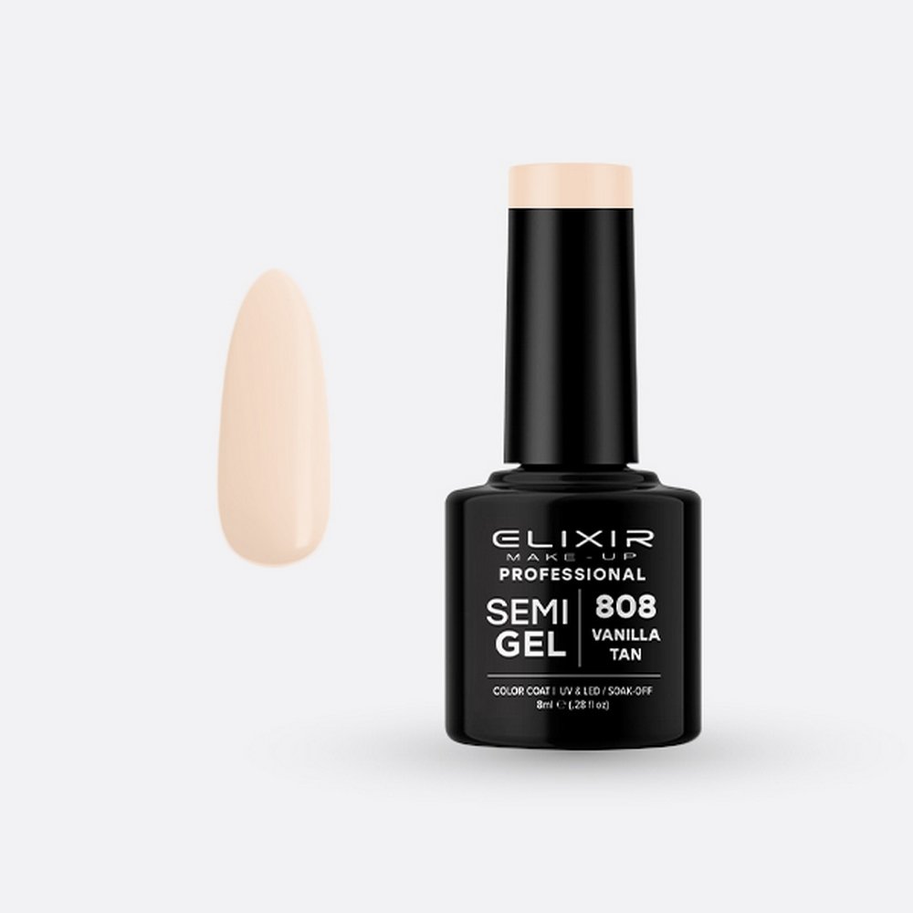 Elixir Make-up Semi Gel Ημιμόνιμο Επαγγελματικό Βερνίκι Νυχιών Νο808 Vanilla Tan, 8ml