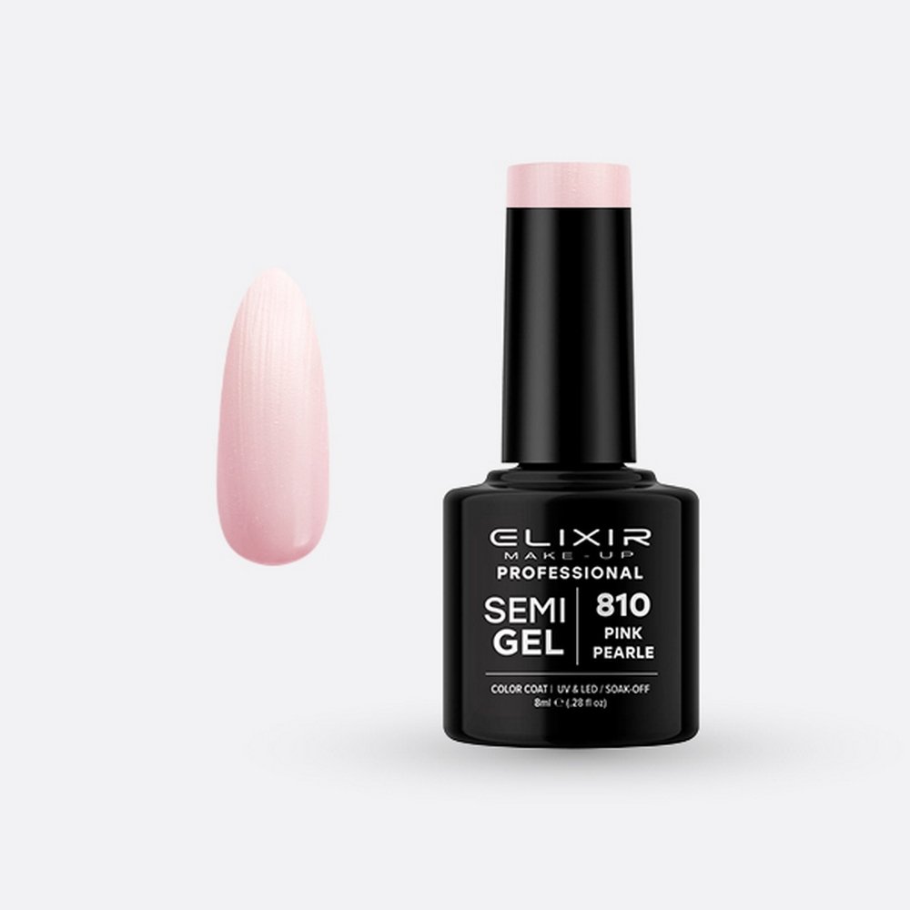 Elixir Make-up Semi Gel Ημιμόνιμο Επαγγελματικό Βερνίκι Νυχιών Νο810 Pink Pearle, 8ml