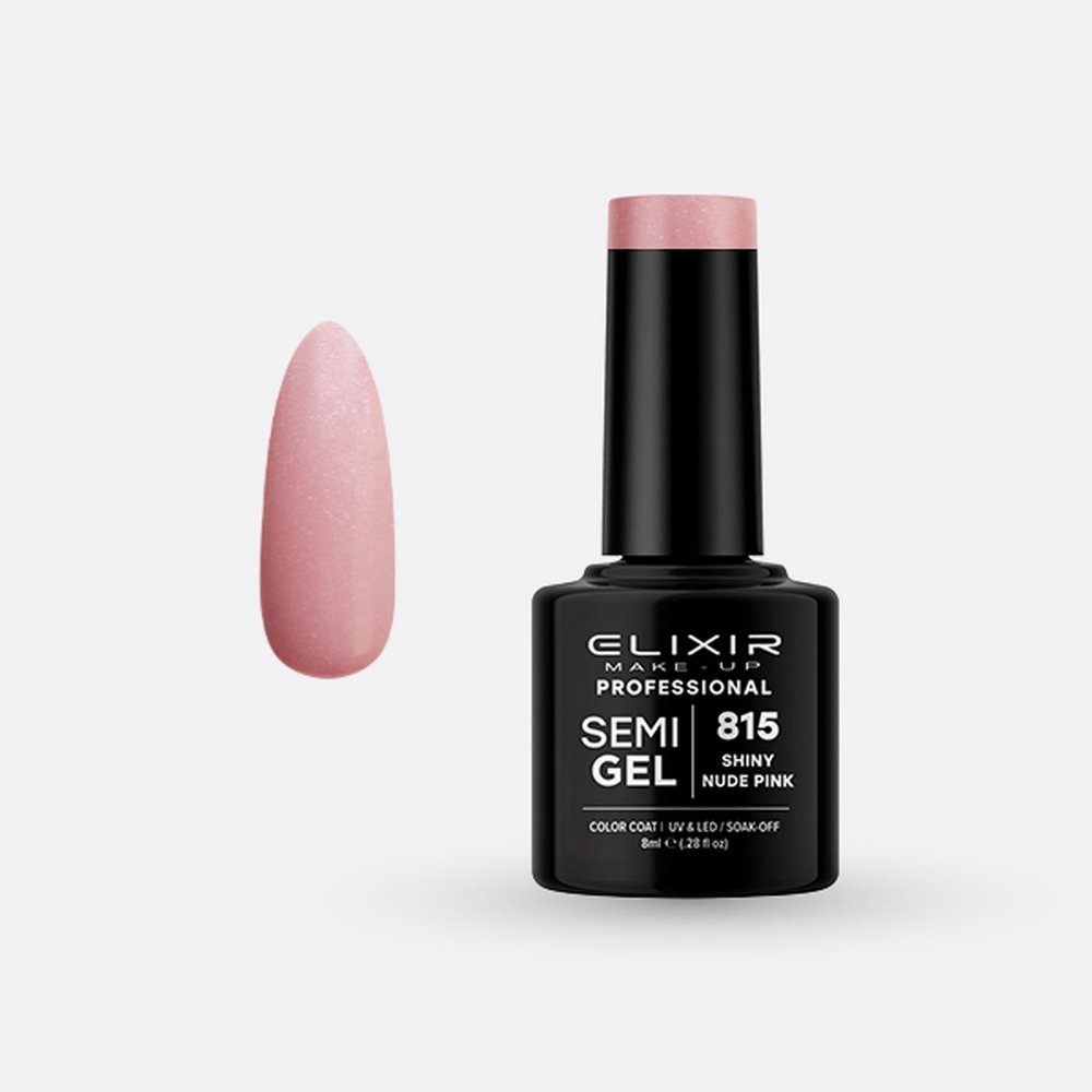 Elixir Make-up Semi Gel Ημιμόνιμο Επαγγελματικό Βερνίκι Νυχιών Νο815 Shiny Nude Pink, 8ml