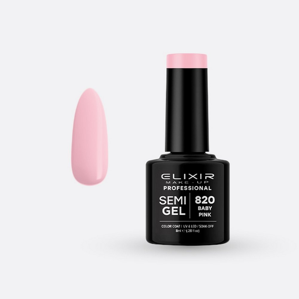 Elixir Make-up Semi Gel Ημιμόνιμο Επαγγελματικό Βερνίκι Νυχιών Νο820 Baby Pink, 8ml