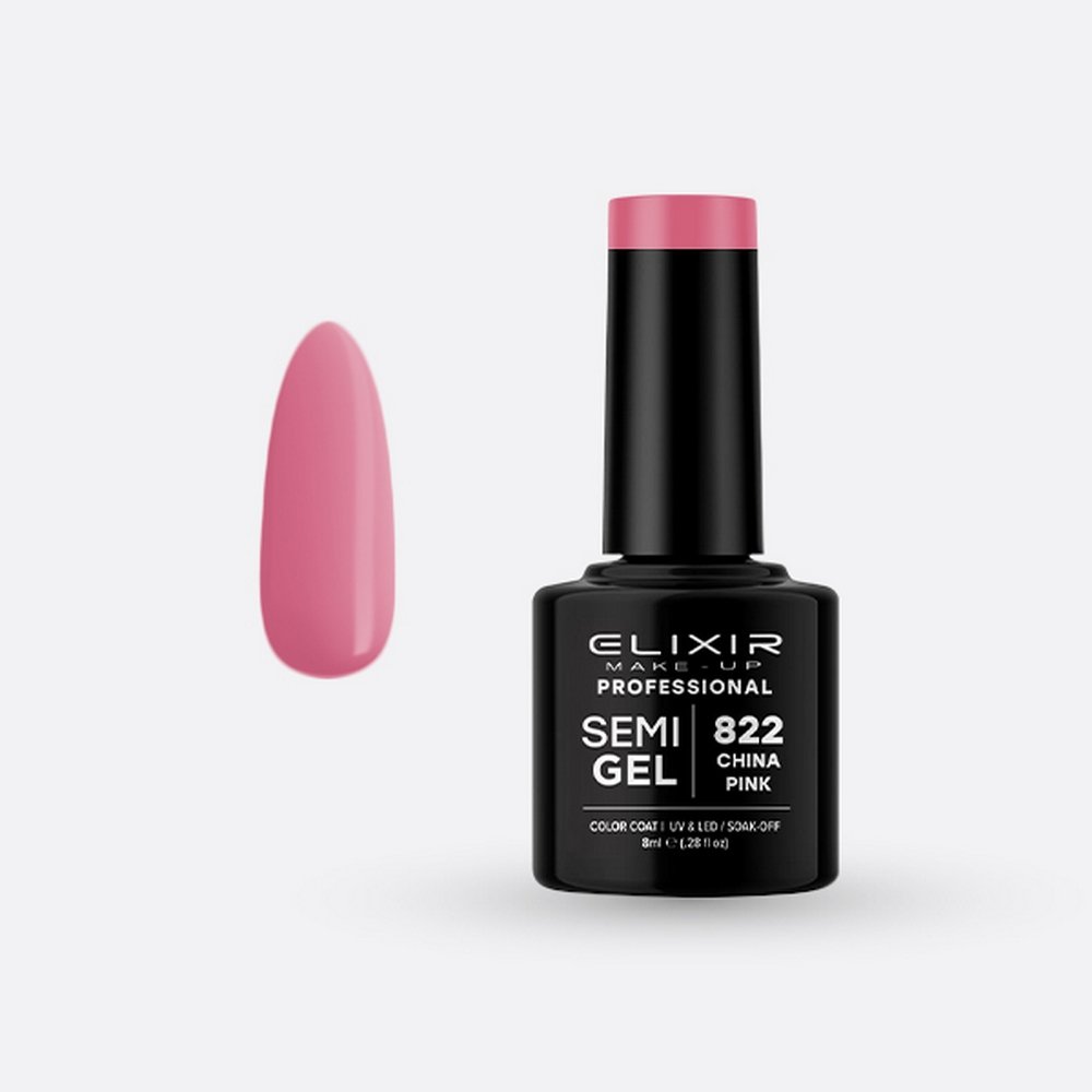 Elixir Make-up Semi Gel Ημιμόνιμο Επαγγελματικό Βερνίκι Νυχιών Νο822 China Pink, 8ml