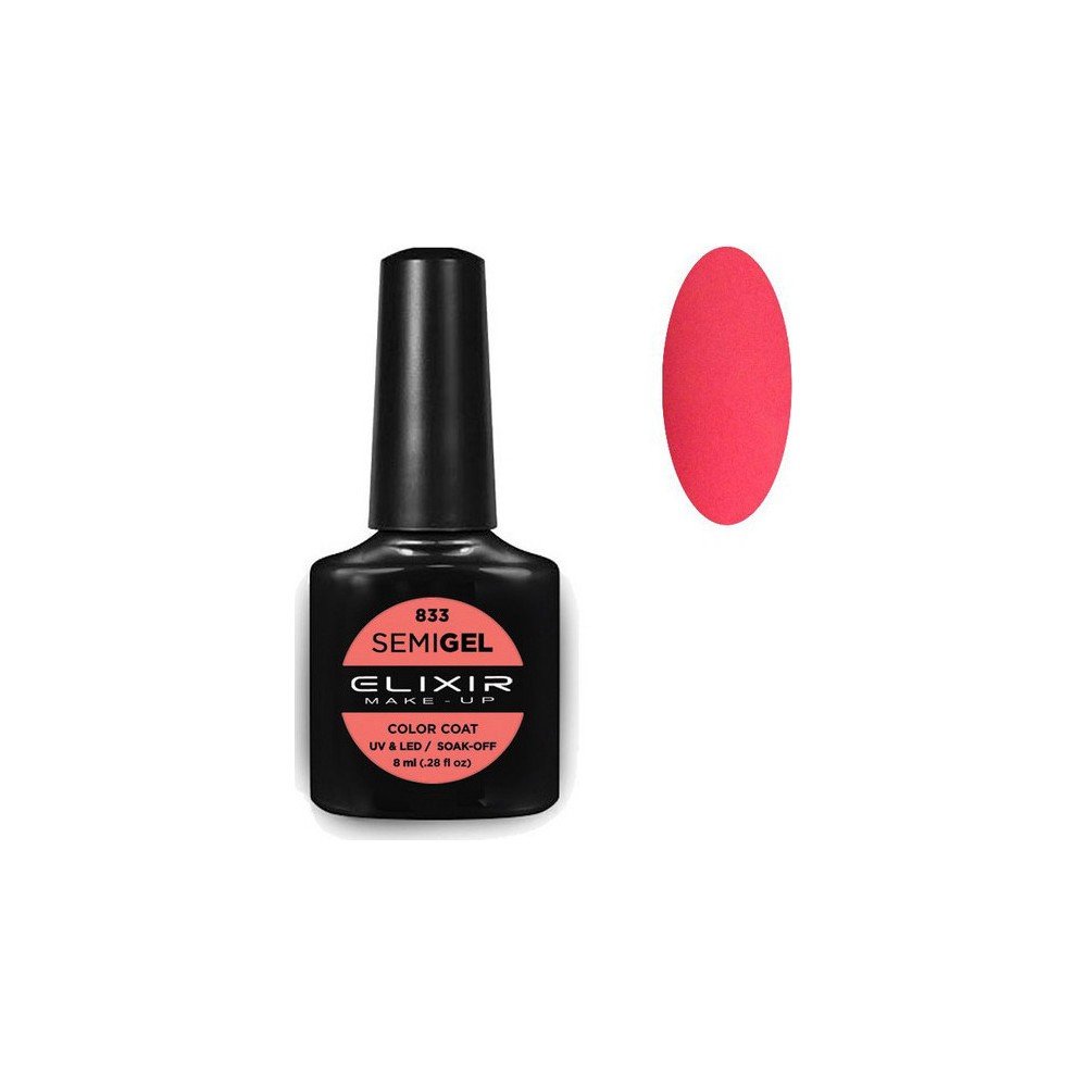 Elixir Make-up Semi Gel Ημιμόνιμο Επαγγελματικό Βερνίκι Νυχιών Νο833 Tango Pink, 8ml