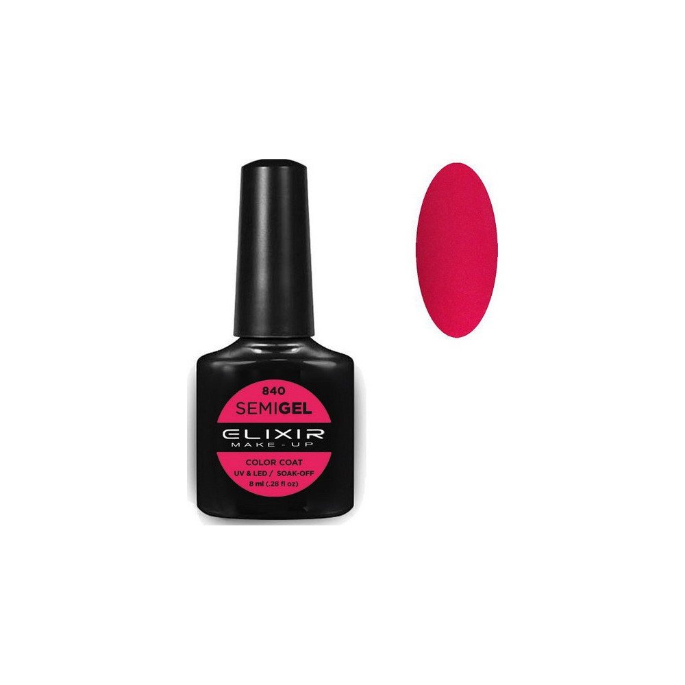 Elixir Make-up Semi Gel Ημιμόνιμο Επαγγελματικό Βερνίκι Νυχιών Νο840 Raspberry Pink, 8ml