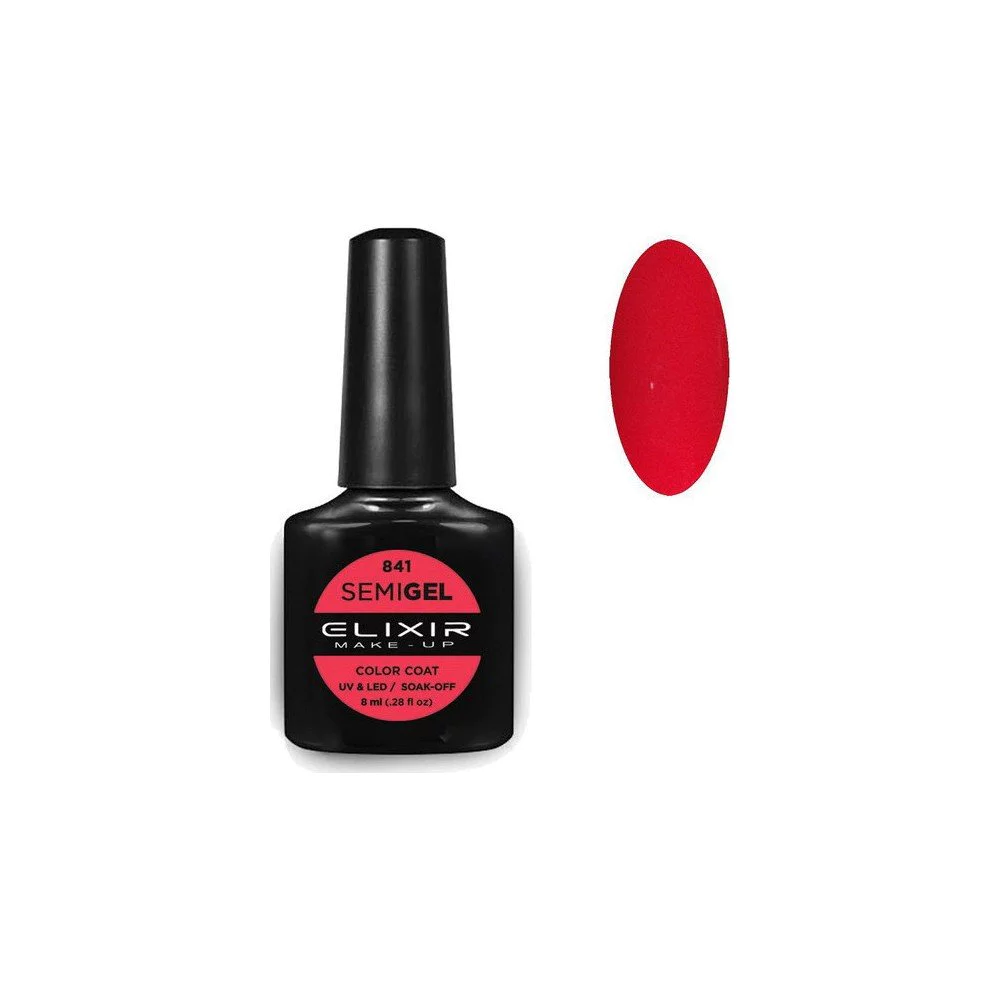 Elixir Make-up Semi Gel Ημιμόνιμο Επαγγελματικό Βερνίκι Νυχιών Νο841 Strawberry, 8ml