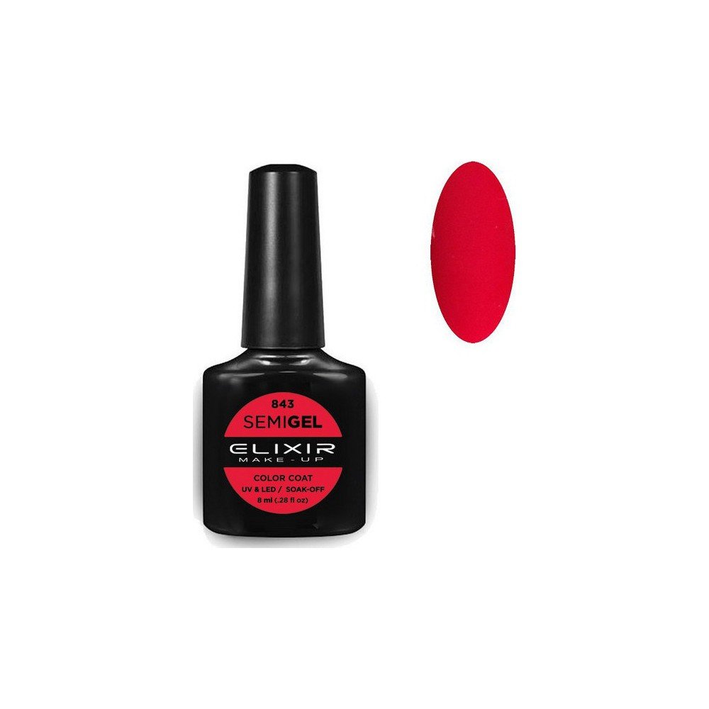 Elixir Make-up Semi Gel Ημιμόνιμο Επαγγελματικό Βερνίκι Νυχιών Νο843 Boston University Red, 8ml
