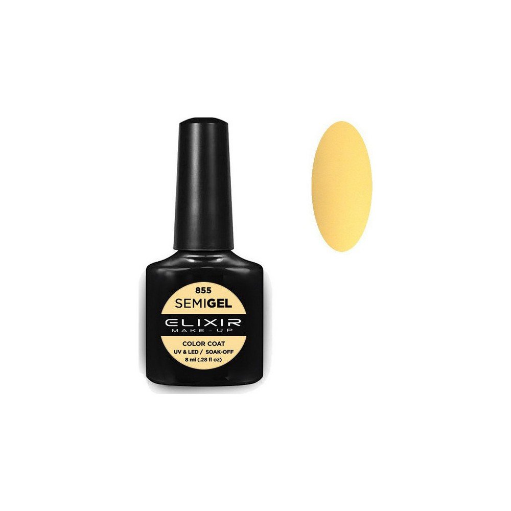 Elixir Make-up Semi Gel Ημιμόνιμο Επαγγελματικό Βερνίκι Νυχιών Νο855 Pastel Yellow, 8ml