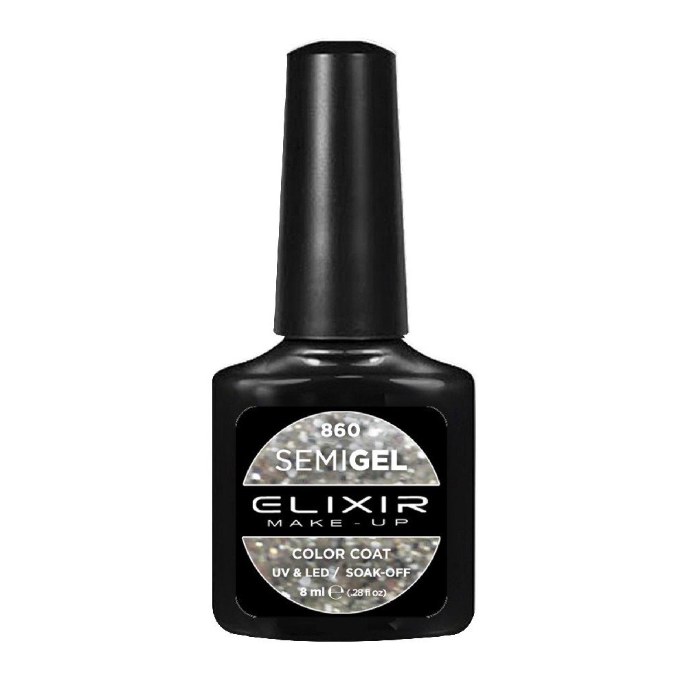 Elixir Make-up Semi Gel Ημιμόνιμο Επαγγελματικό Βερνίκι Νυχιών Νο860 80’s Shiny Silver, 8ml
